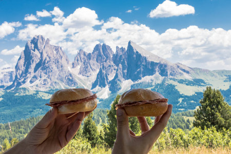 sandwiches in the mountainsの写真素材