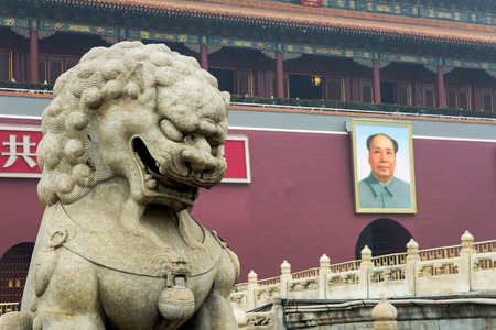 January 15, 2015, Tiananmen Square lionsのeditorial素材