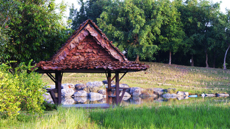 wooden hutの写真素材