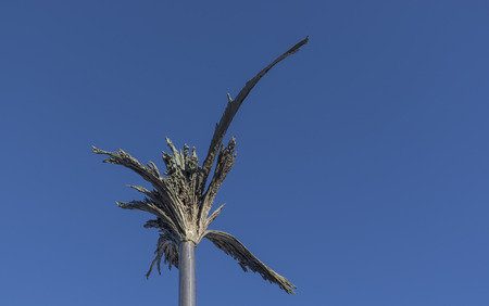 Abstract metal construction in a blue skyの写真素材