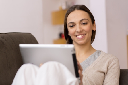 female consults email on padの写真素材