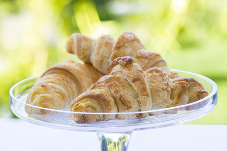 French Croissants on glass dishの写真素材