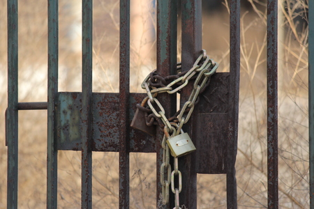 Door with padlockのeditorial素材