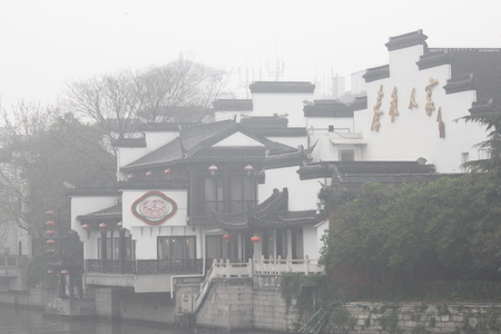 The Qinhuai River with mist sceneryのeditorial素材