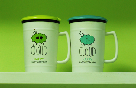 Two cups on deskの写真素材