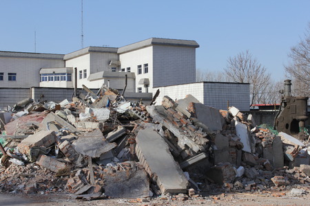 Demolition of village in front of Taihu town