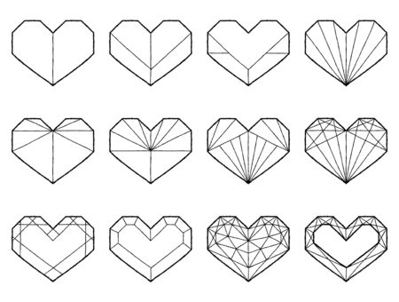 Set of Heart Vector Illustration Hand Drawn Cartoon Artのイラスト素材