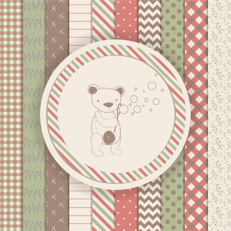 Vintage Design Elements: Scrapbook teddy bear collection.のイラスト素材