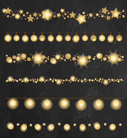 Vector Collection of Chalkboard Style Garland Lightsのイラスト素材