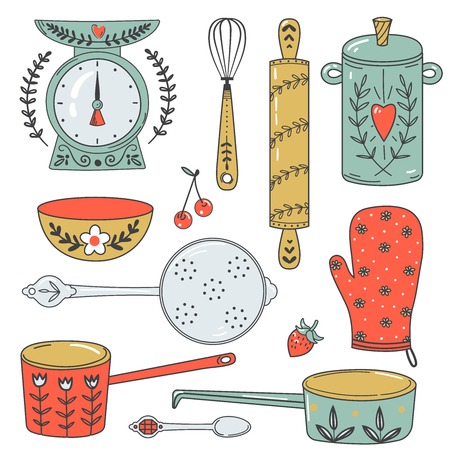 Colorful collection of baking items and sweets. Cute Vector illustration and design elements