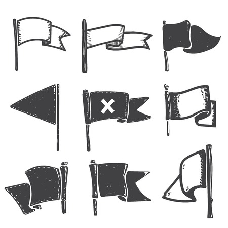 hand drawn hipster flagsのイラスト素材