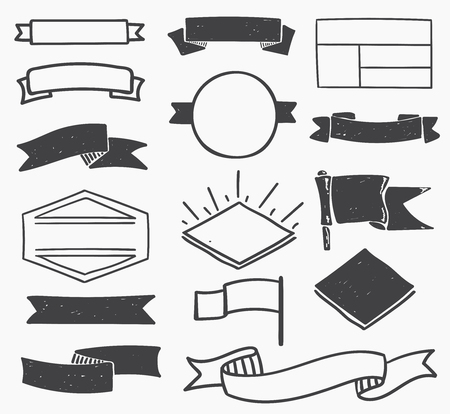 Set of hand drawn blank vintage badges, borders, frames and labels. eps10のイラスト素材