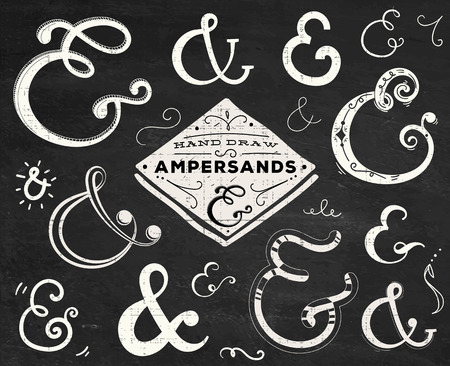 Collection of doodle ampersands for wedding letterpress invitation or designのイラスト素材