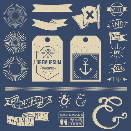 Set Of Vintage Retro Nautical Badges And Labelsのイラスト素材
