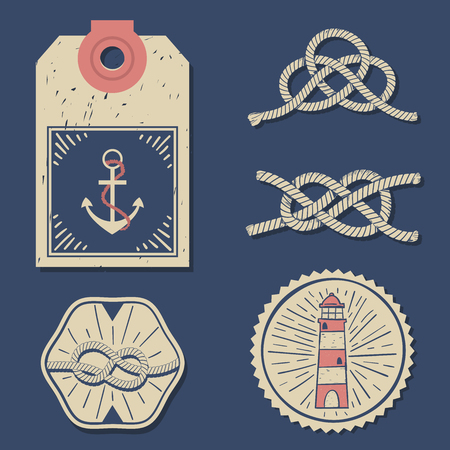Set Of Vintage Retro Nautical Badges And Labelsのイラスト素材