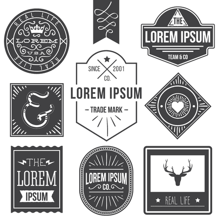 vintage hipster labels with deer, ampersandのイラスト素材