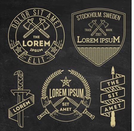 collection of hipster vintage labels, logos, badges for your businessのイラスト素材