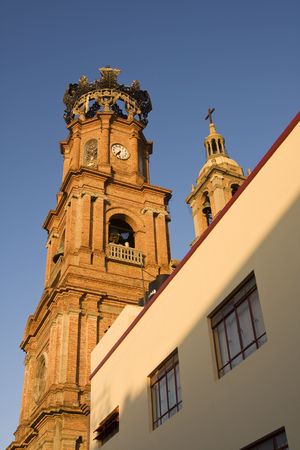 View of Our Lady of Guadalupe Cathedral, Puerto Vallarta, Mexicoの写真素材