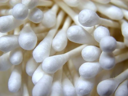 A close-up shot of some cotton swabs.