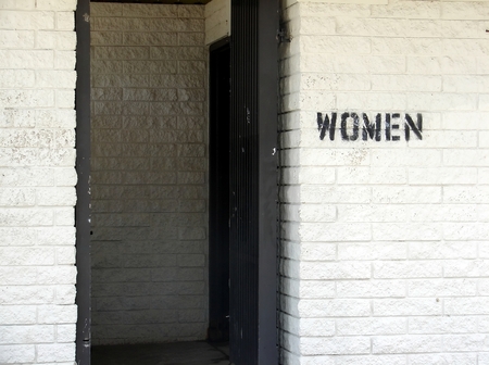 A not-so glamorous restroom in Malibu, CA.の写真素材
