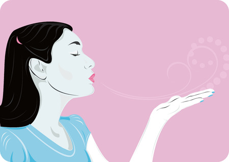 Air kiss, black, white, blue and pink colorsのイラスト素材