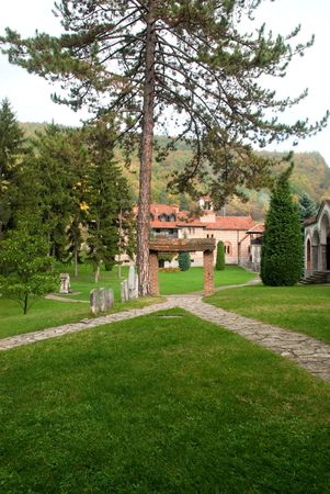 The house in mountains at summer