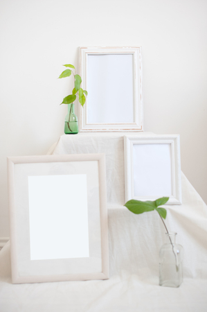 Three frames on a light white backgroundの写真素材