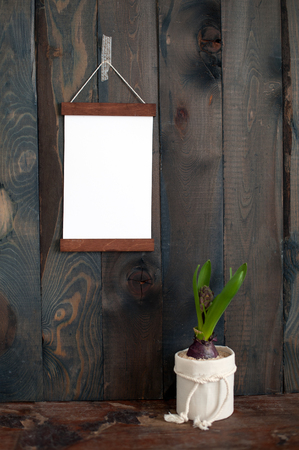 Frame on a dark wooden backgroundの写真素材