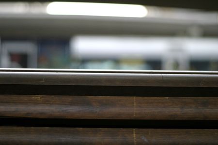 Close up, abstract image of a wooden benchの写真素材