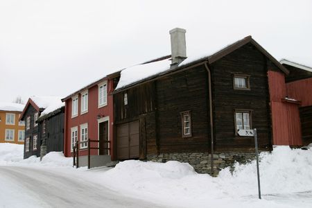 City streets in Roros Norwayの写真素材