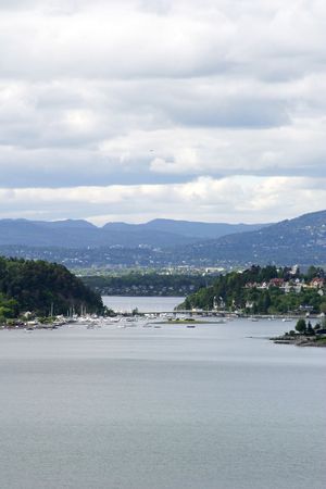 Oslo Fjord in early summer viewed form Ljan train station.の写真素材