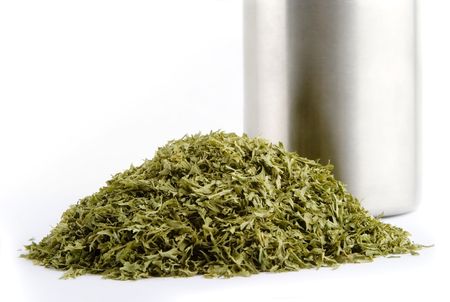 Bulk dried parsley (Petroselinum crispum)  flakesの写真素材