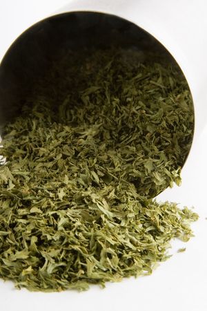 Bulk dried parsley (Petroselinum crispum)  flakesの写真素材