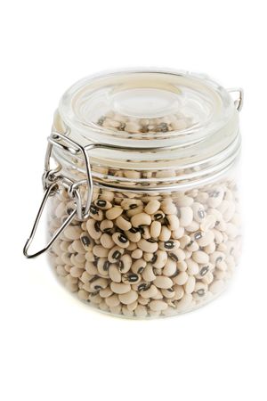 Black eyed peas in a glass containerの写真素材