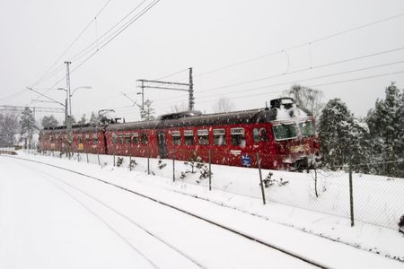 A train at Ljan train station, in Oslo, Norway.の写真素材
