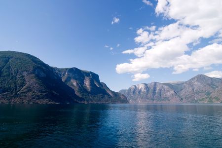 Aurlandsfjord which is part of Sognefjord, Norway.の写真素材