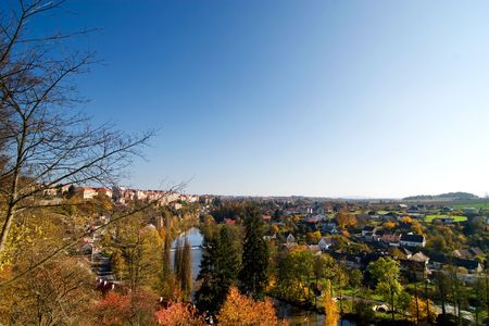 A picturesque view of Tabor, Czech in the fallの写真素材