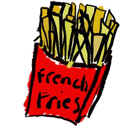 A childlike drawing of a box of french friesの写真素材