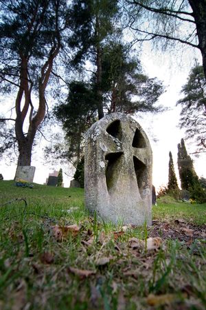 An old weathered gravestone from the 1800'sの写真素材