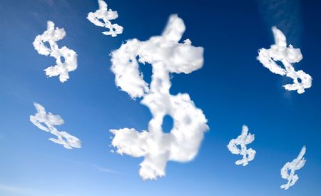 A dollar sign in the cloudsの写真素材