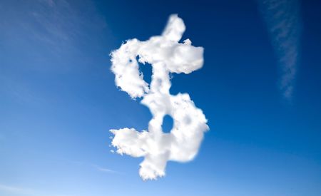 A dollar sign in the cloudsの写真素材