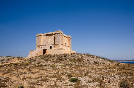 St marija tower on comino island, Maltaの写真素材
