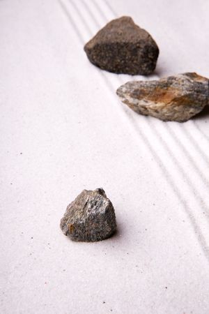 A rock in sand - zen rock gardenの写真素材