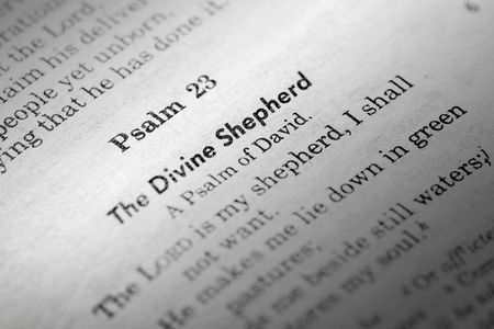A macro detail of Psalms 23 in the Christian Bibleの写真素材