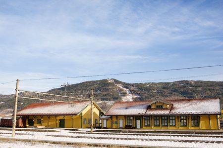 A local norwegian train station in the town of Vikersundの写真素材