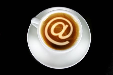 A cappucino with latte art at symbolの写真素材