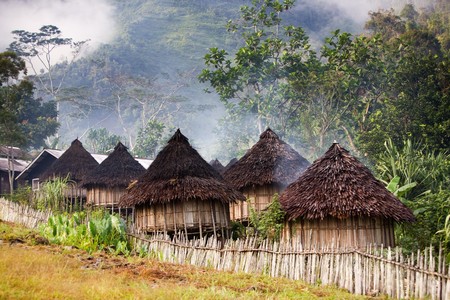 A traditional mountain village in Papua, Indonesia.の写真素材