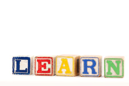 The word learn with wooden baby blocksの写真素材