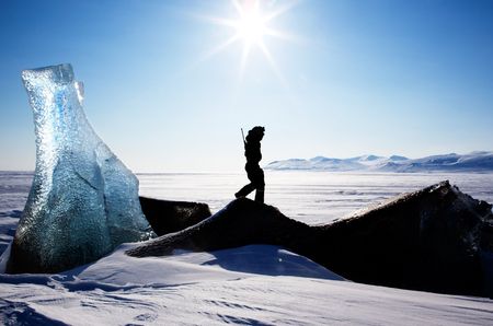 A beautiful landscape of the coast of Spitsbergen Island, Svalbard, Norwayの写真素材