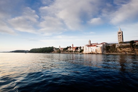 A fortified town - the coast of Rab, Croatiaの写真素材